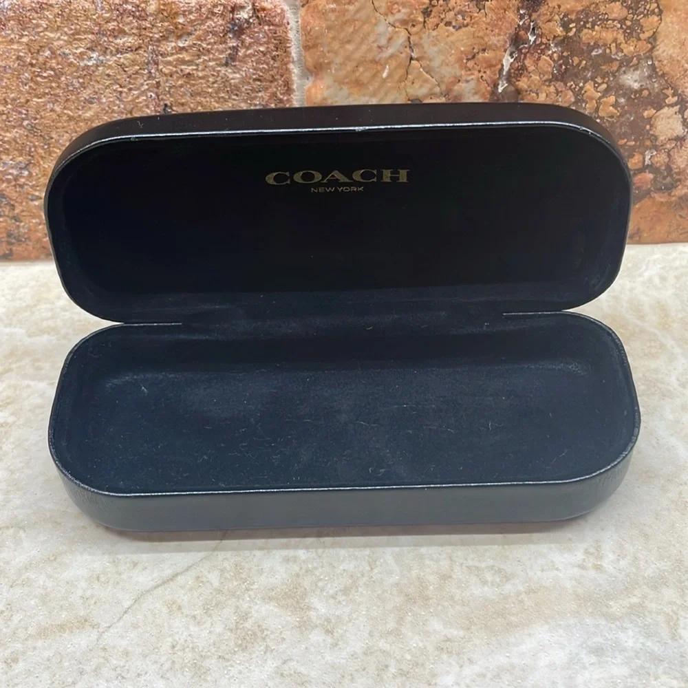 Coach Black Hard Case Eyeglasses Leather Look Logo Sunglasses Eyewear